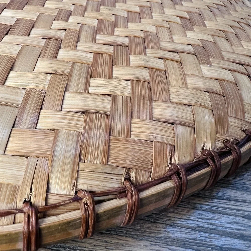 Vintage Chinese Style Bamboo Winnowing Basket Tray 16